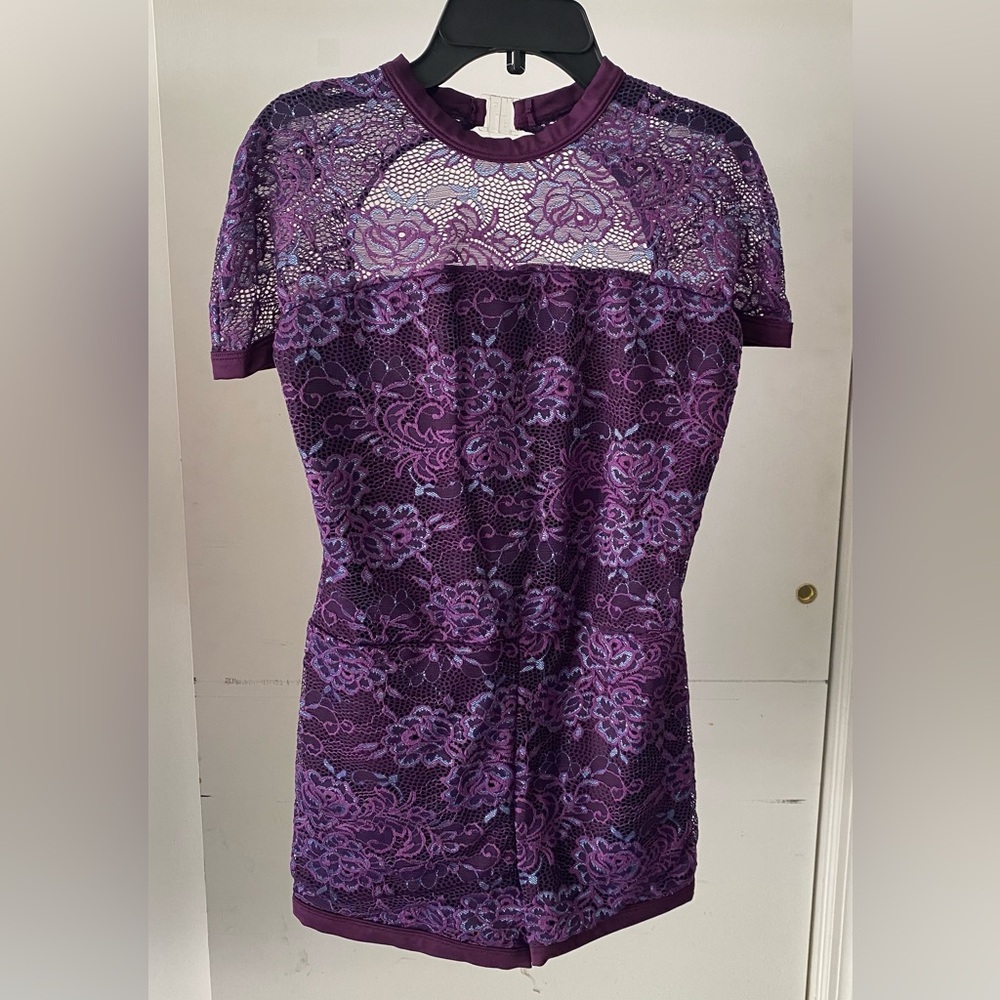 Curtain Call Will of Gravity Lacy Purple Romper Dance Costume